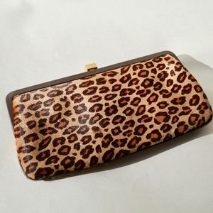 Lambertson Truex Ponyhair Leopard Print Clutch